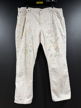 Load image into Gallery viewer, 2010s Vintage Polo Ralph Lauren Paint Splatter Cream Wide Cropped Denim Jeans
