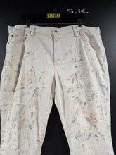 Load image into Gallery viewer, 2010s Vintage Polo Ralph Lauren Paint Splatter Cream Wide Cropped Denim Jeans
