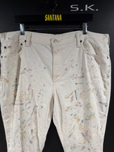 Load image into Gallery viewer, 2010s Vintage Polo Ralph Lauren Paint Splatter Cream Wide Cropped Denim Jeans
