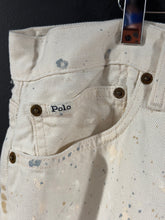 Load image into Gallery viewer, 2010s Vintage Polo Ralph Lauren Paint Splatter Cream Wide Cropped Denim Jeans
