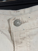 Load image into Gallery viewer, 2010s Vintage Polo Ralph Lauren Paint Splatter Cream Wide Cropped Denim Jeans
