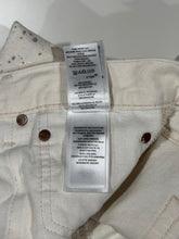Load image into Gallery viewer, 2010s Vintage Polo Ralph Lauren Paint Splatter Cream Wide Cropped Denim Jeans
