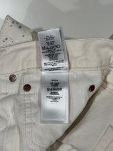 Load image into Gallery viewer, 2010s Vintage Polo Ralph Lauren Paint Splatter Cream Wide Cropped Denim Jeans
