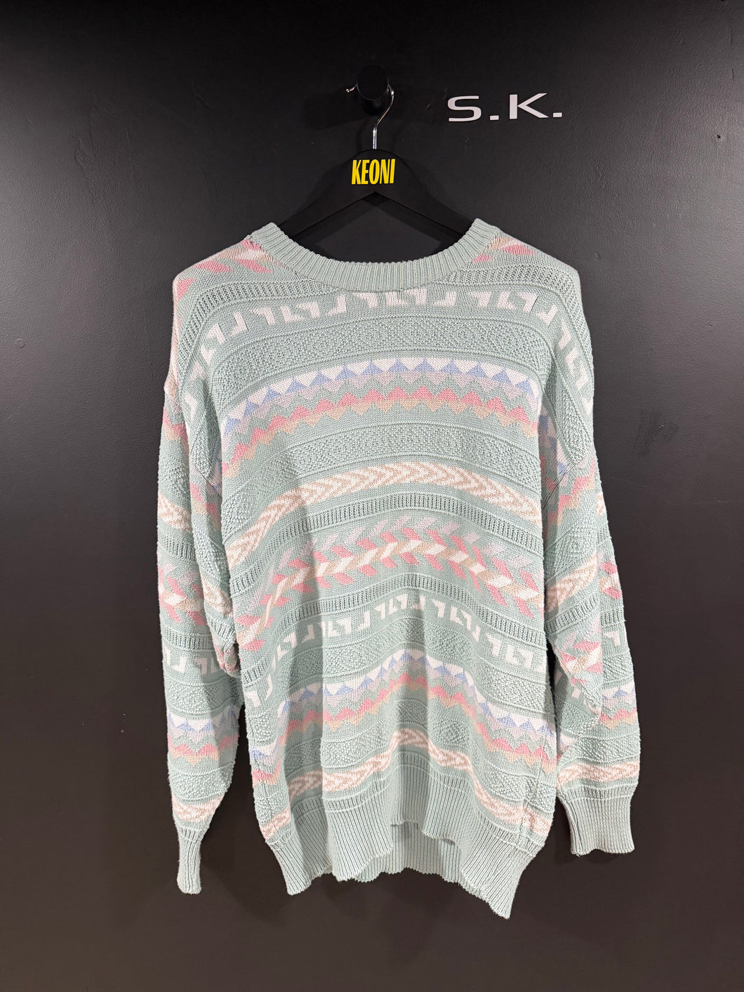 1980s Vintage Van Heusen Pastel Knit Grunge Dad Sweater XL