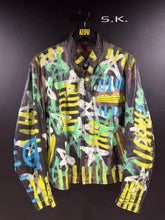 Load image into Gallery viewer, 1960s Vintage Leathercraft Custom Hand Painted Punk Graffiti Art Leather Cafe Racer Motorcycle Jacket Size 50
