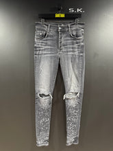 Load image into Gallery viewer, Amiri Grey Shotgun Distressed Stacked Denim Jeans 34
