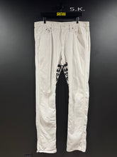 Load image into Gallery viewer, VLONE Old English Stacked Extended White Denim Jeans XXL
