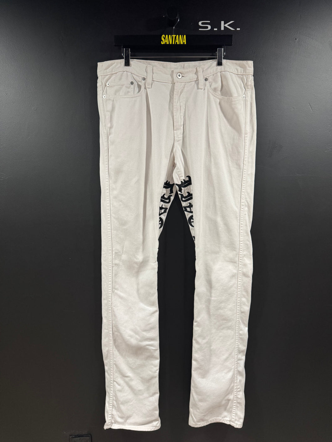 VLONE Old English Stacked Extended White Denim Jeans XXL