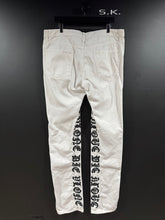 Load image into Gallery viewer, VLONE Old English Stacked Extended White Denim Jeans XXL
