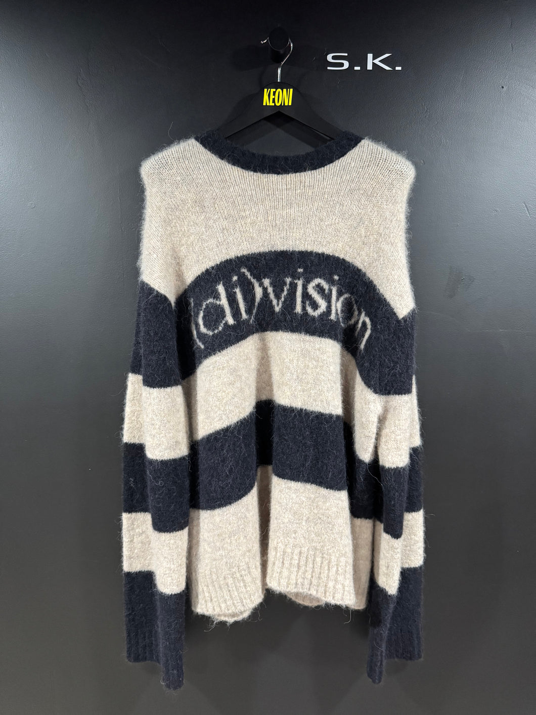 Division (di)vision Striped Logo Knit Alpaca Wool Sweater L