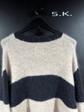 Load image into Gallery viewer, Division (di)vision Striped Logo Knit Alpaca Wool Sweater L
