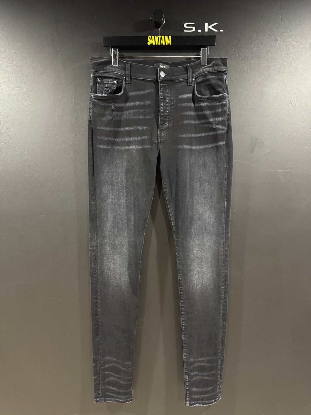Amiri Faded Black Stacked Denim Jeans 36x34