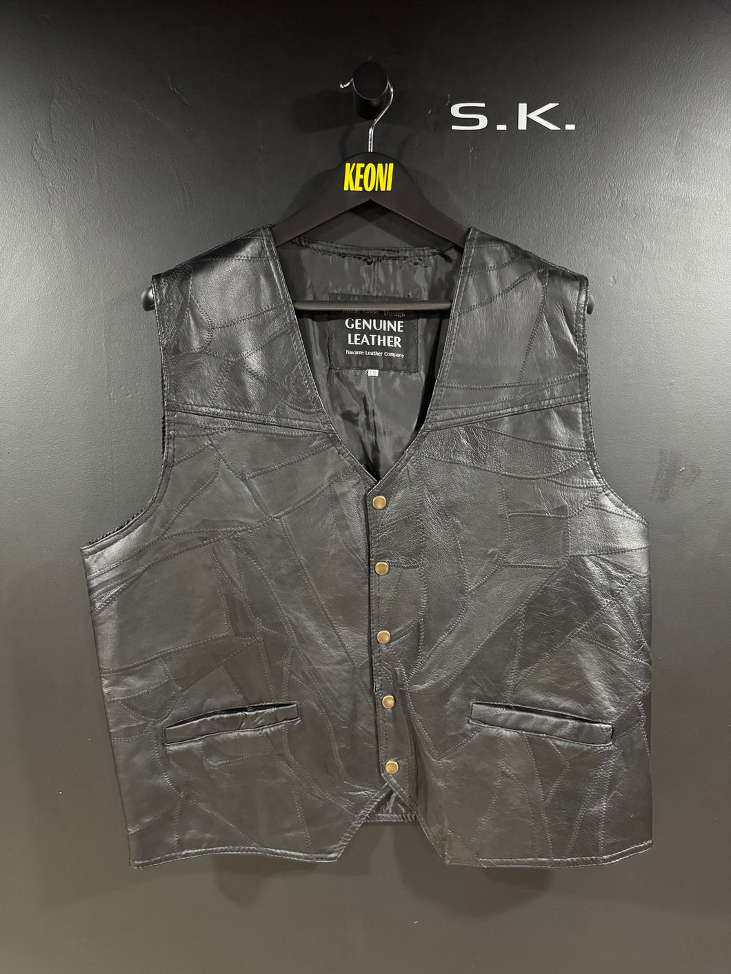 1990s Vintage Navarre Leather Company Leather Vest XXXL