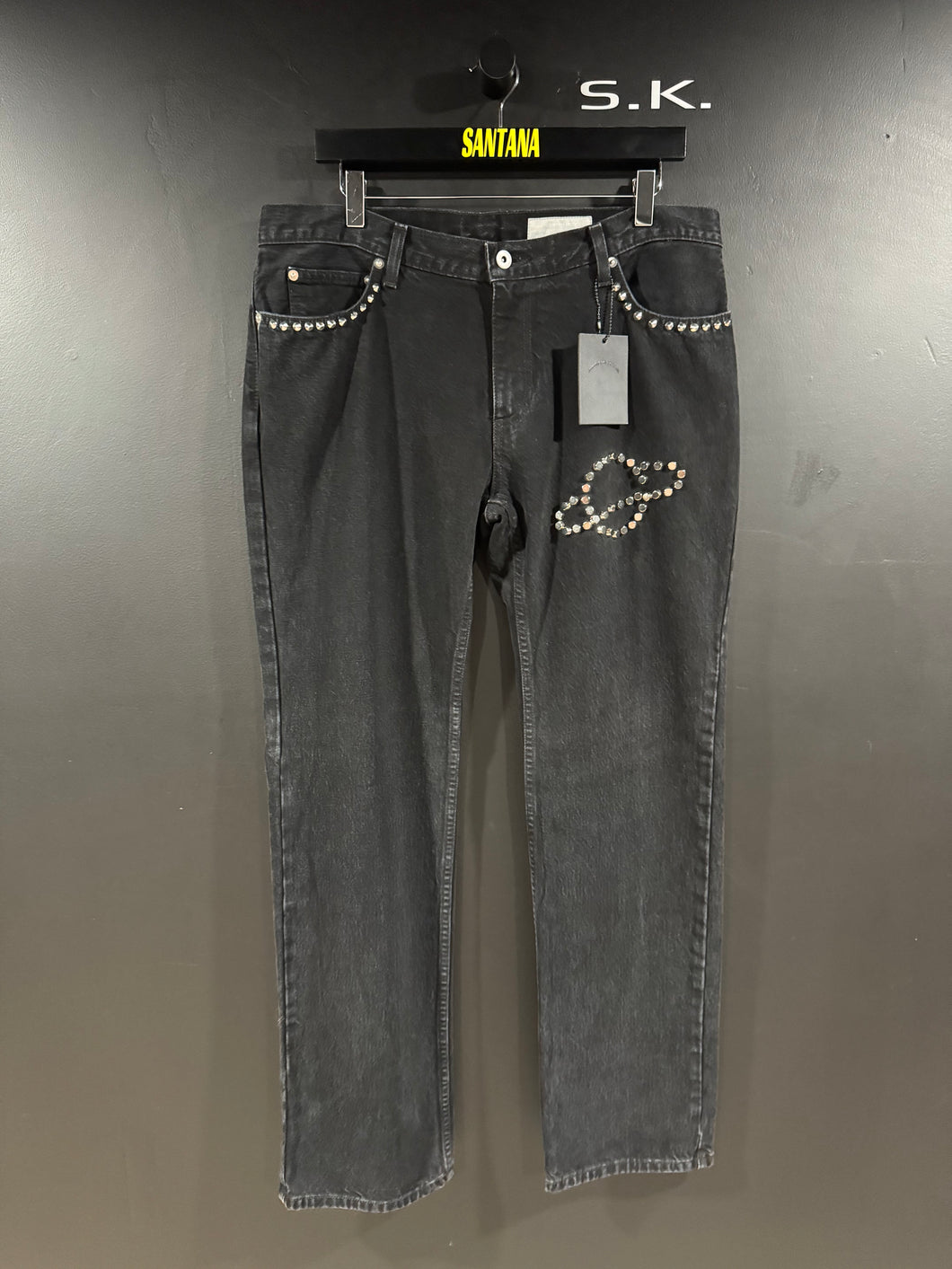 Siberia Hills Studded Saturn Black Denim Jeans 34 BNWT