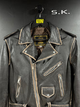 Load image into Gallery viewer, 1990s Vintage UNIK Leather Collections Distressed Faded Leather Motorcycle Jacket 42
