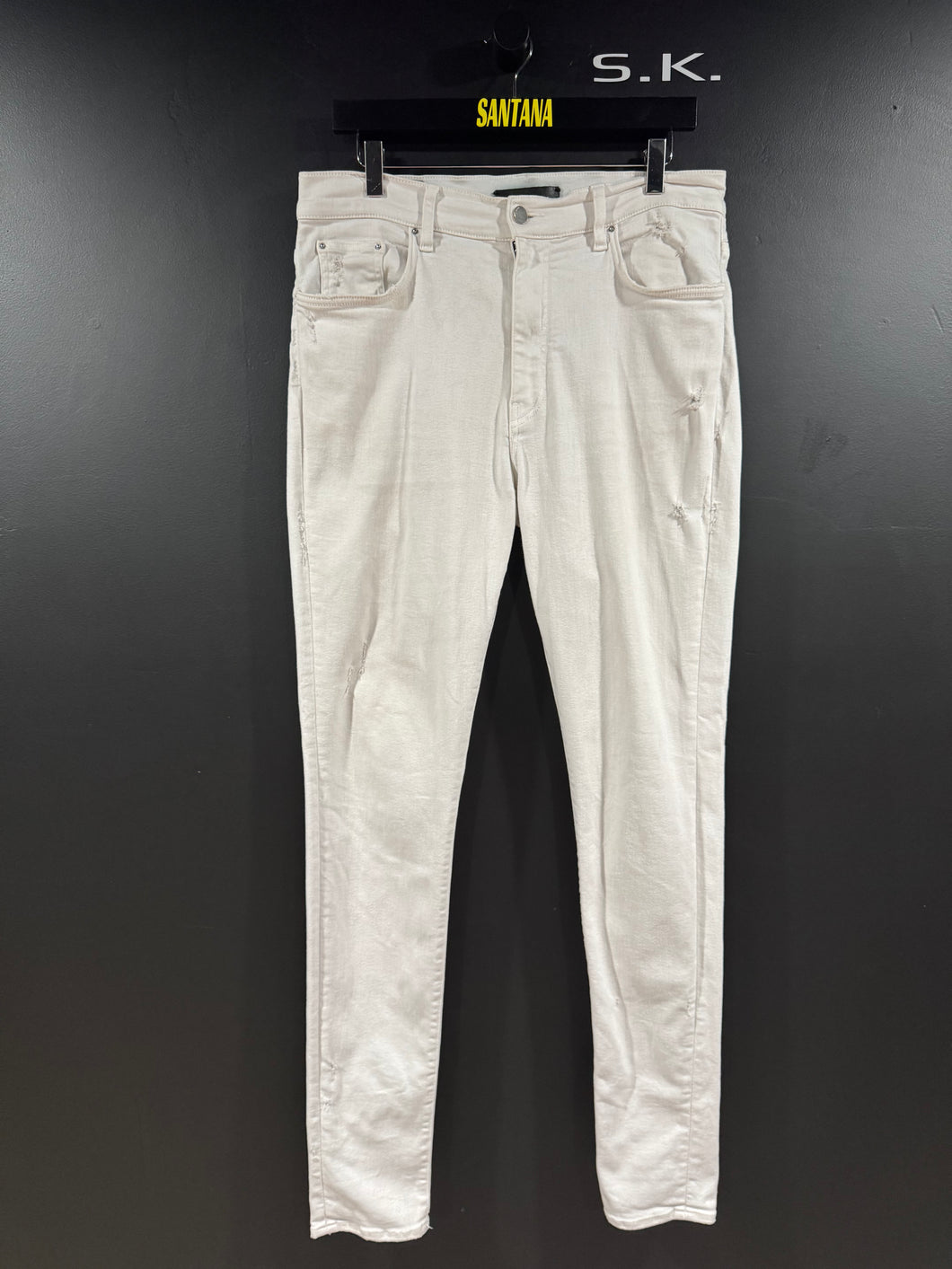 Amiri White Distressed Stacked Denim Jeans 36x33
