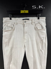 Load image into Gallery viewer, Amiri White Distressed Stacked Denim Jeans 36x33
