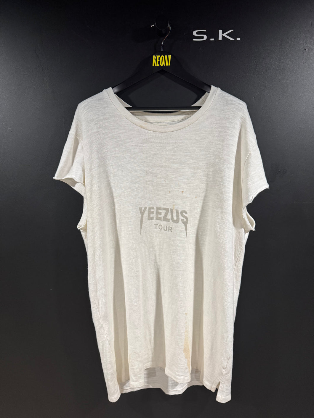 Yeezy Kanye West Ye Yeezus Tour Merch Grunge Stained Sleeveless Beige Tee XL